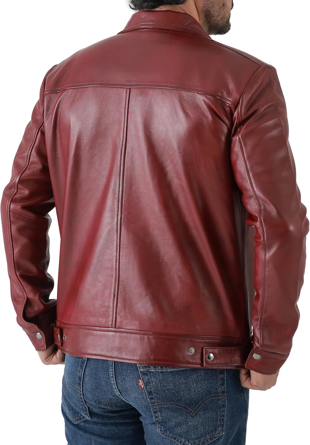 Classic Shirt Collar Leather Jacket Men - By Tressivo
