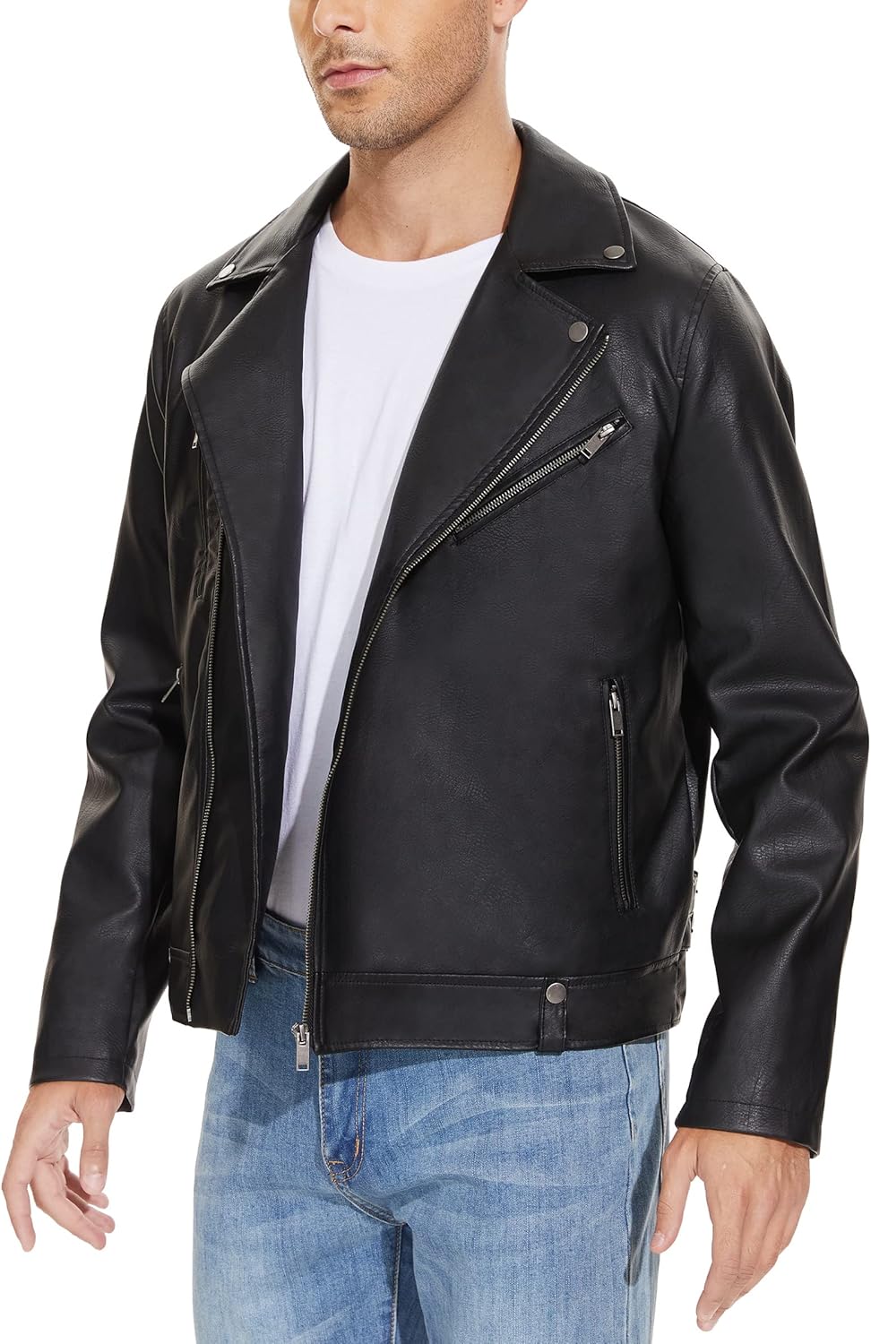 Leather Jacket for Men, Faux Bomber - By Tressivo