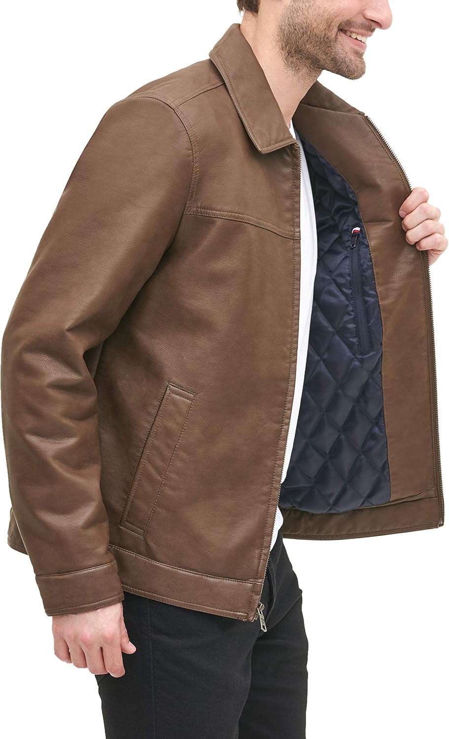 Men's Classic Faux Leather Jacket - By Tressivo