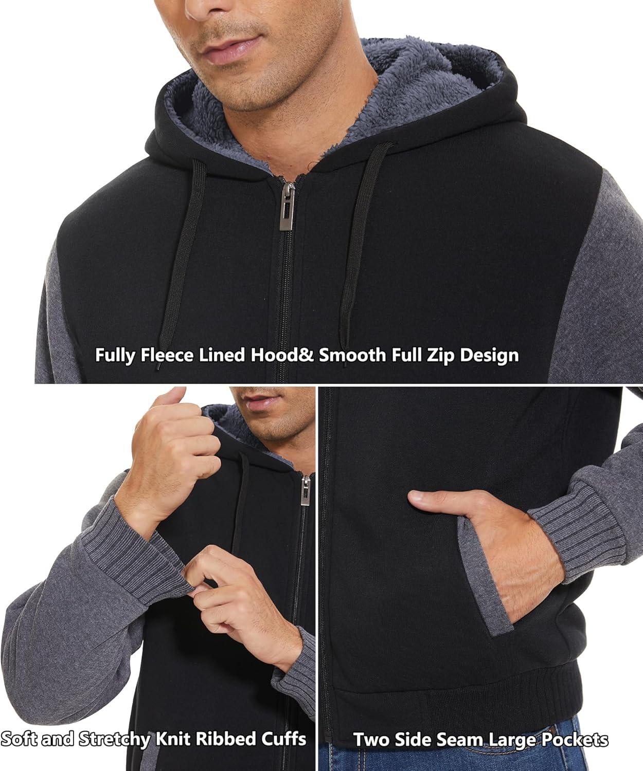 Men’s Fleece-Lined Zip Up Hoodie - By Tressivo