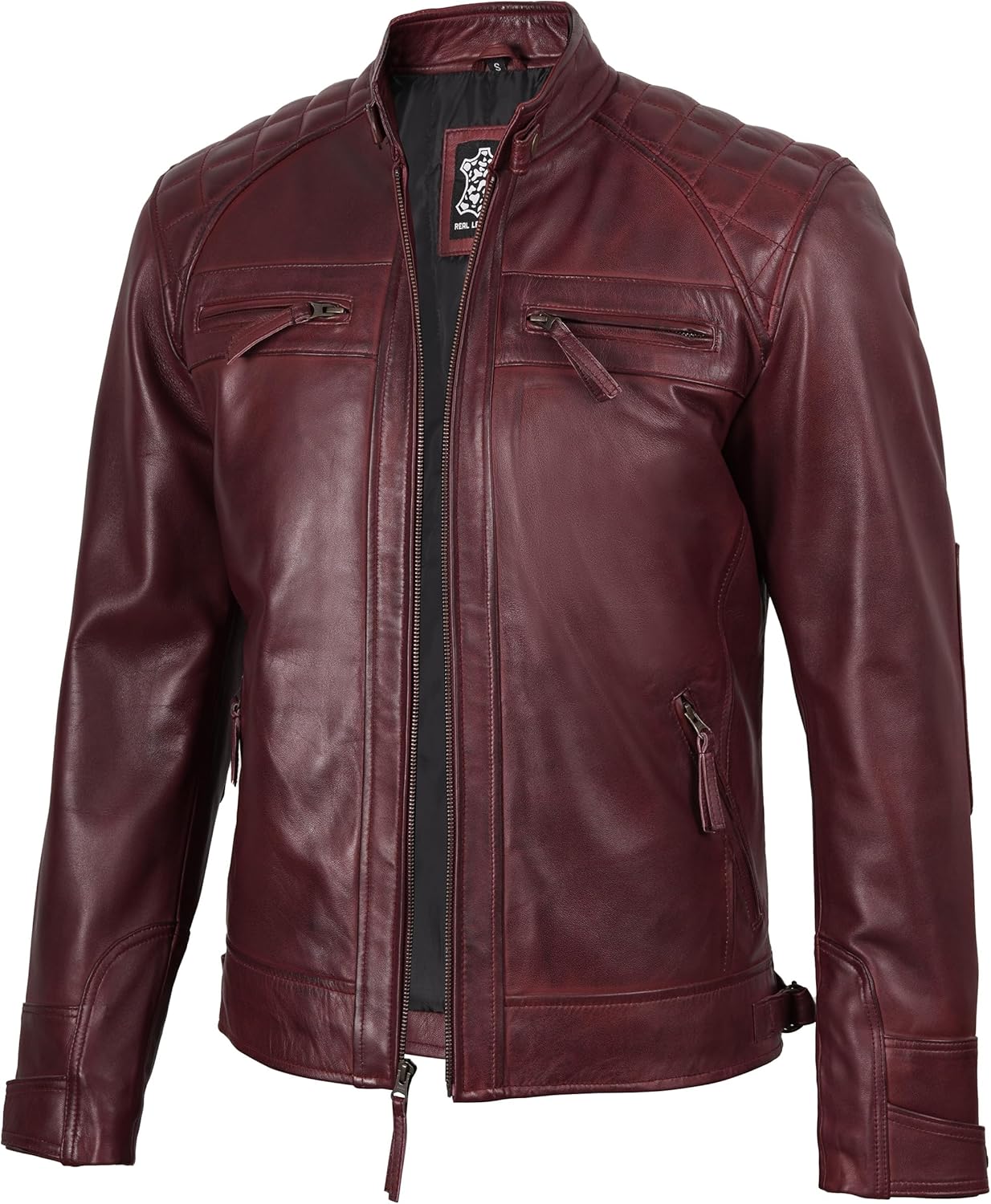 Decrum Leather Jacket Men - Cafe Racer Style - By Tressivo