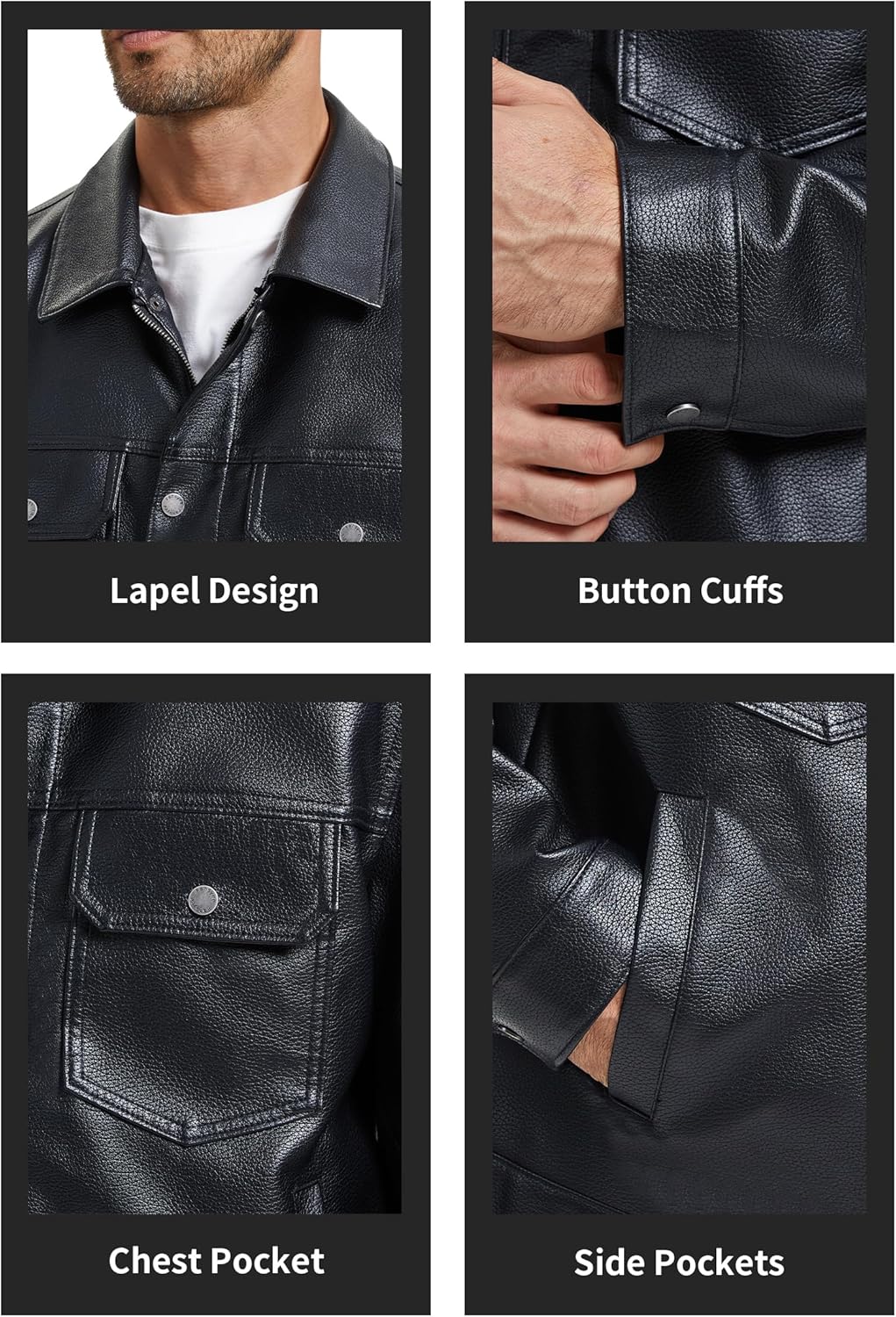 Leather Jacket and Faux Lightweight Bomber Jackets Mens - By Tressivo