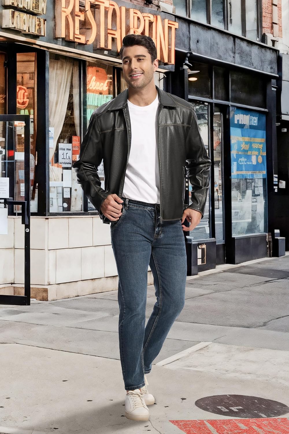 Leather Jacket and Faux Lightweight Bomber Jackets Mens - By Tressivo