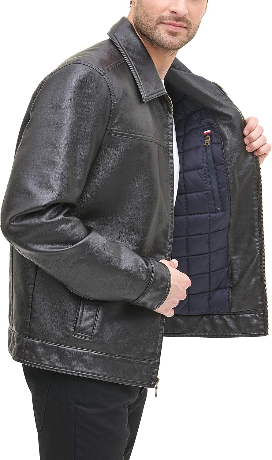 Men's Classic Faux Leather Jacket - By Tressivo