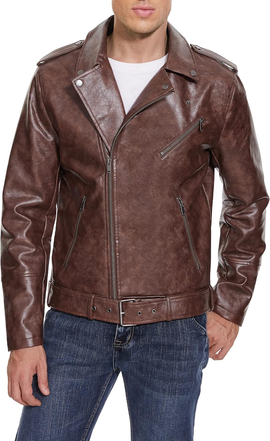 Leather Jacket for Men, Faux Bomber - By Tressivo