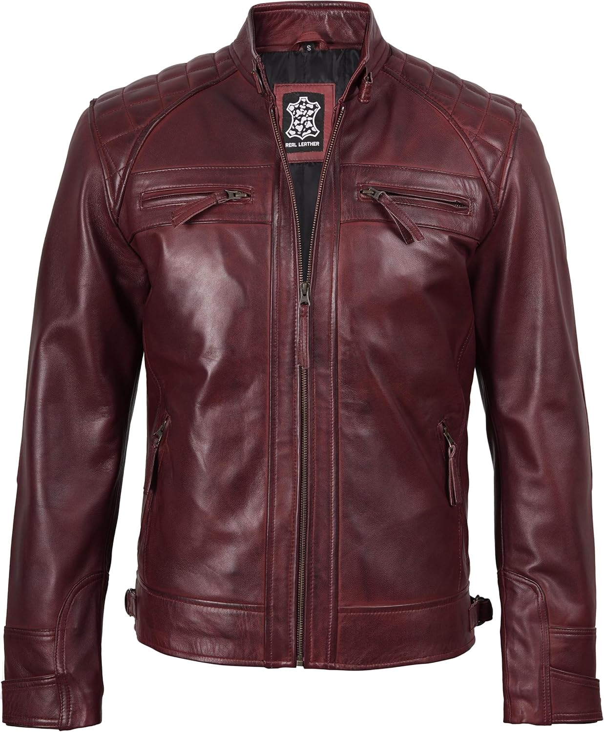 Decrum Leather Jacket Men - Cafe Racer Style - By Tressivo