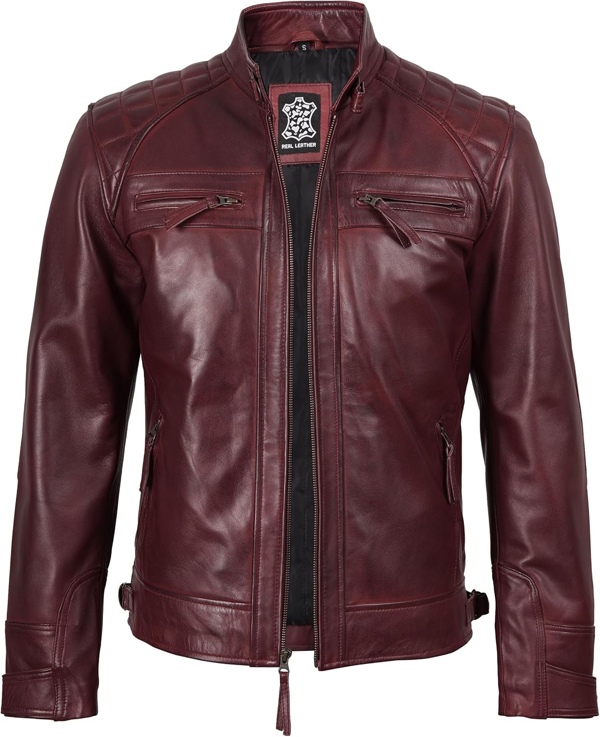 Decrum Leather Jacket Men - Cafe Racer Style - By Tressivo