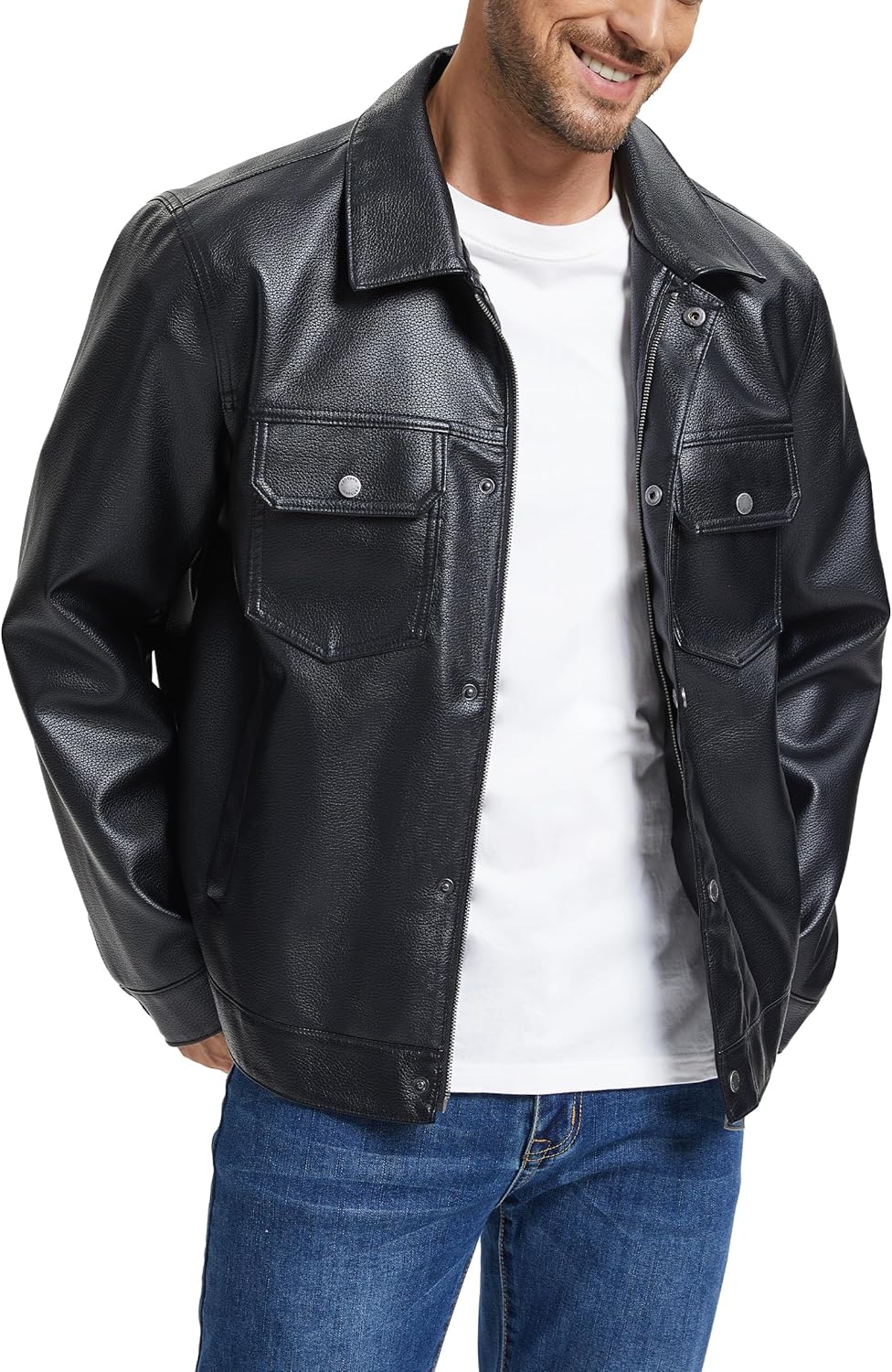 Leather Jacket and Faux Lightweight Bomber Jackets Mens - By Tressivo