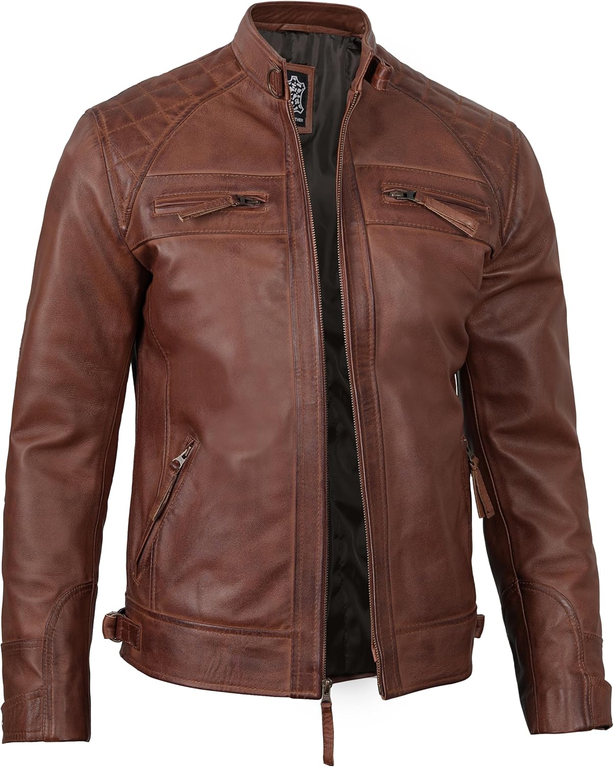 Decrum Leather Jacket Men - Cafe Racer Style - By Tressivo