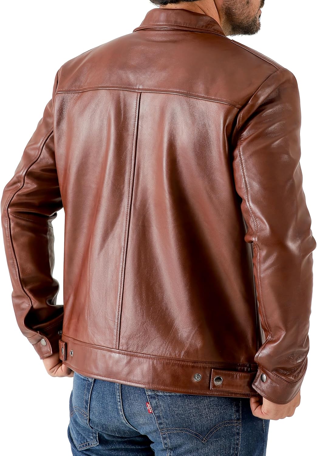 Classic Shirt Collar Leather Jacket Men - By Tressivo