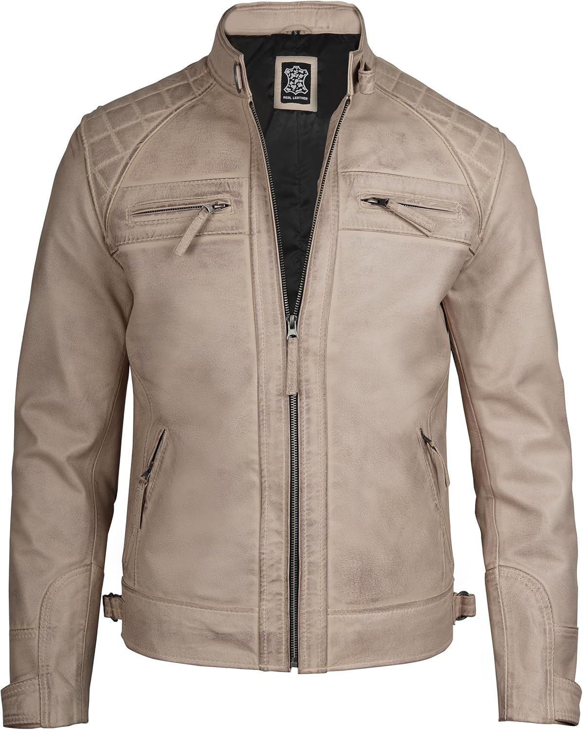 Decrum Leather Jacket Men - Cafe Racer Style - By Tressivo