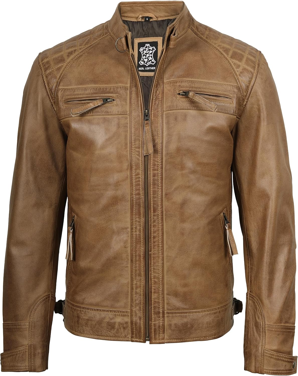 Decrum Leather Jacket Men - Cafe Racer Style - By Tressivo