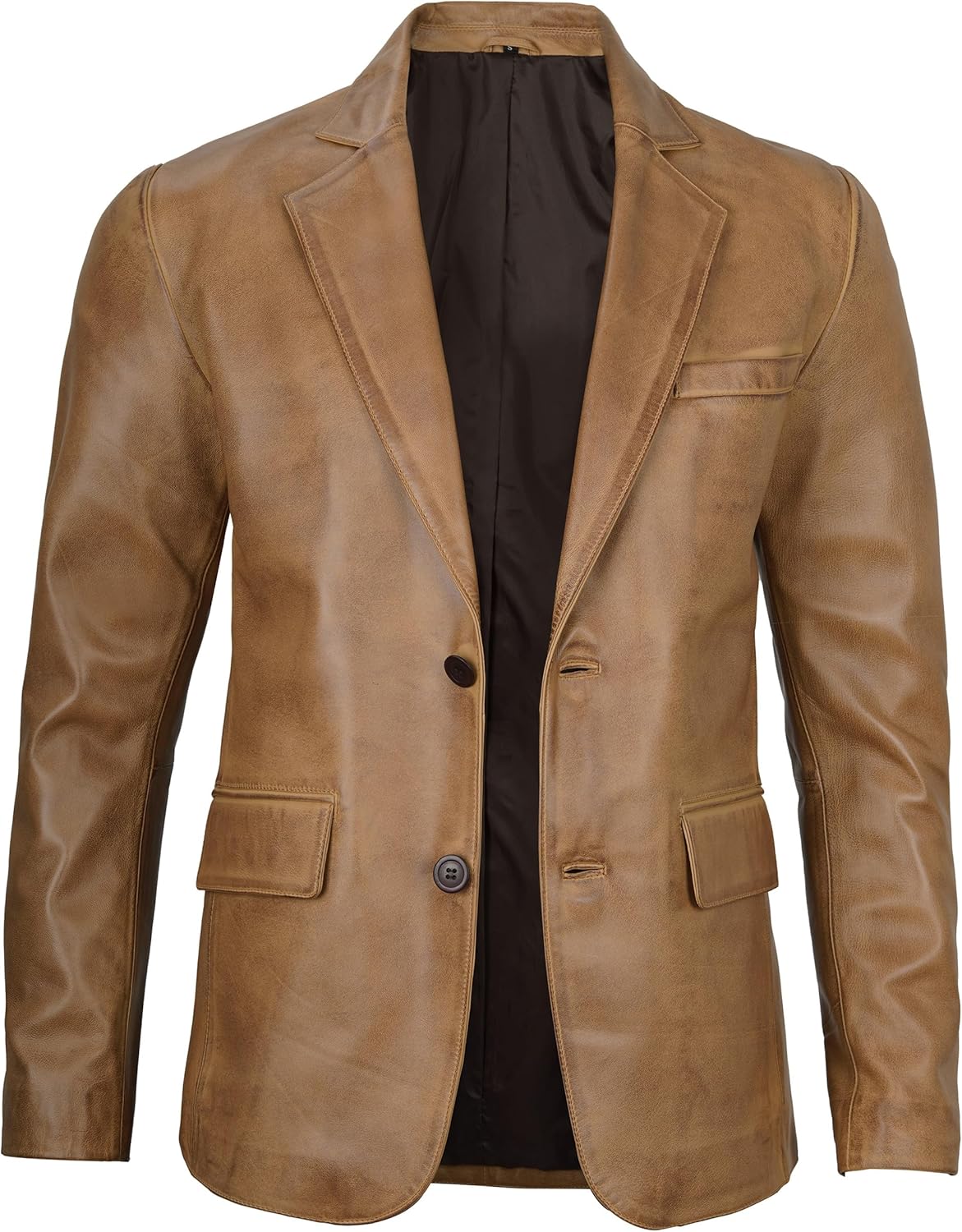 Leather Blazer for Men - Black & Brown Real Lambskin Casual Men's Leather Jacket Coats - By Tressivo