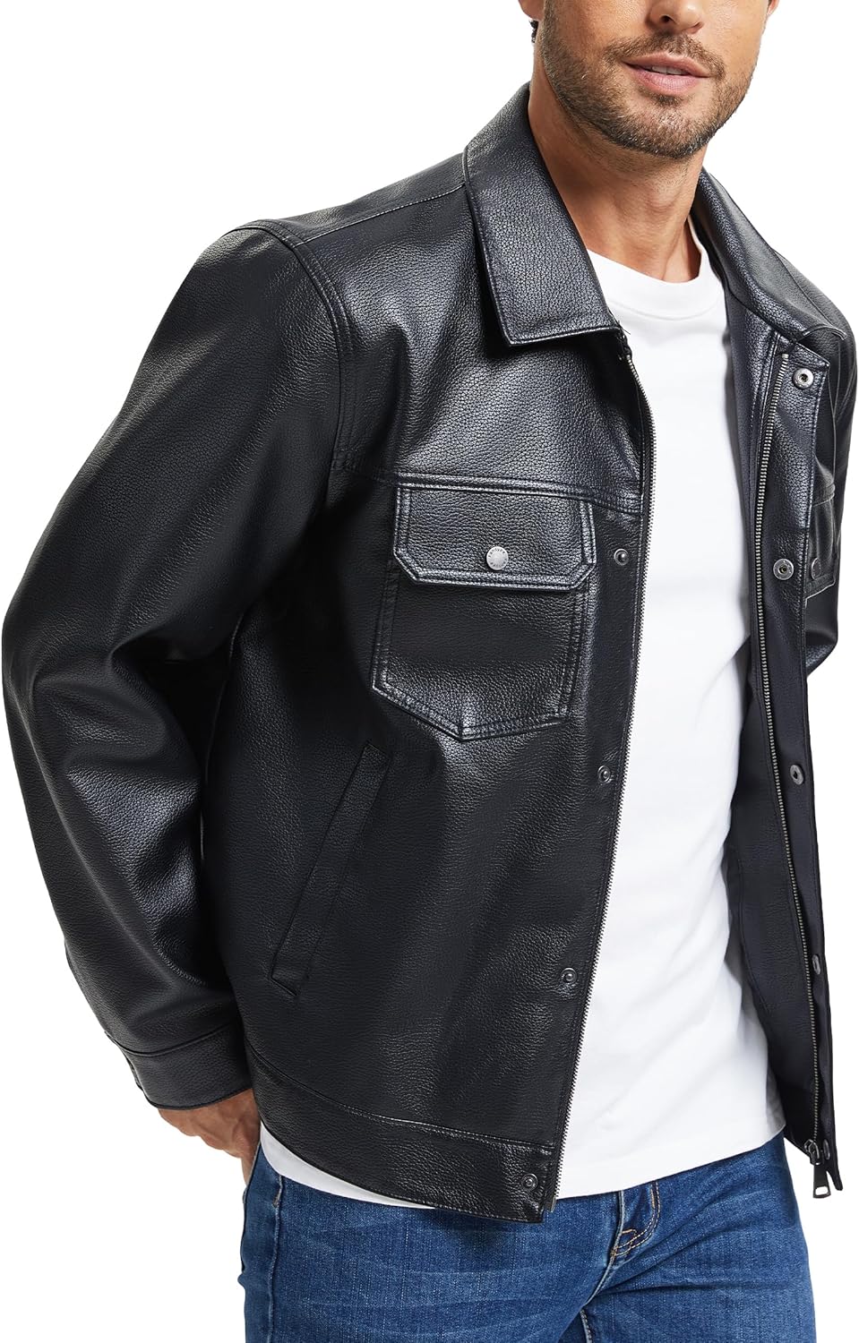 Leather Jacket and Faux Lightweight Bomber Jackets Mens - By Tressivo