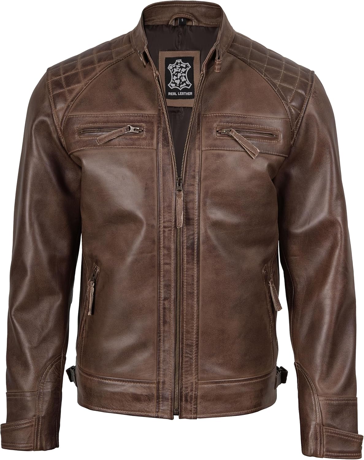 Decrum Leather Jacket Men - Cafe Racer Style - By Tressivo