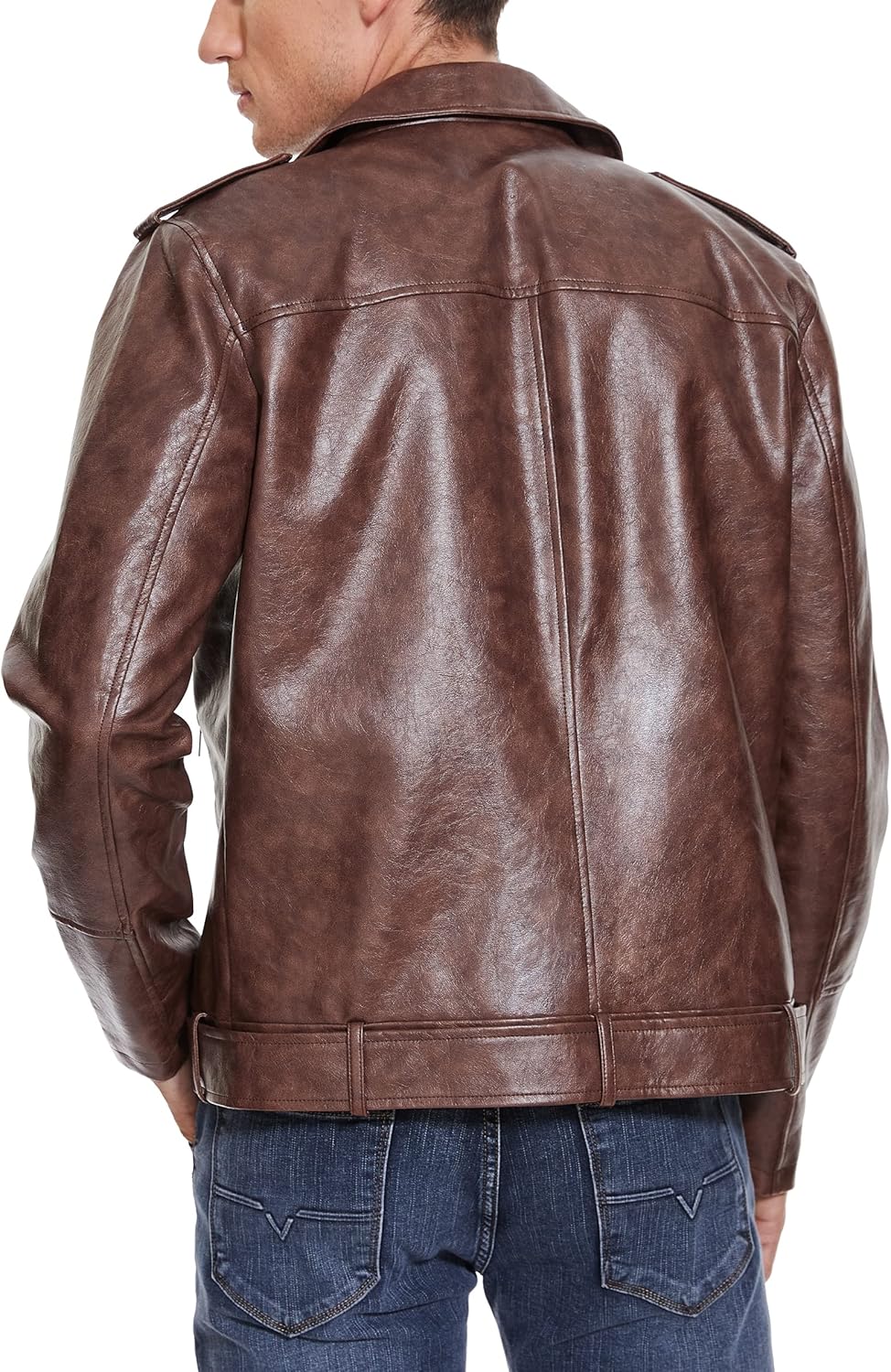 Leather Jacket for Men, Faux Bomber - By Tressivo