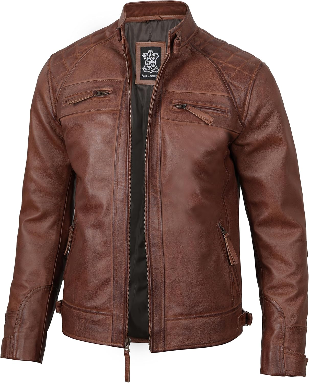 Decrum Leather Jacket Men - Cafe Racer Style - By Tressivo