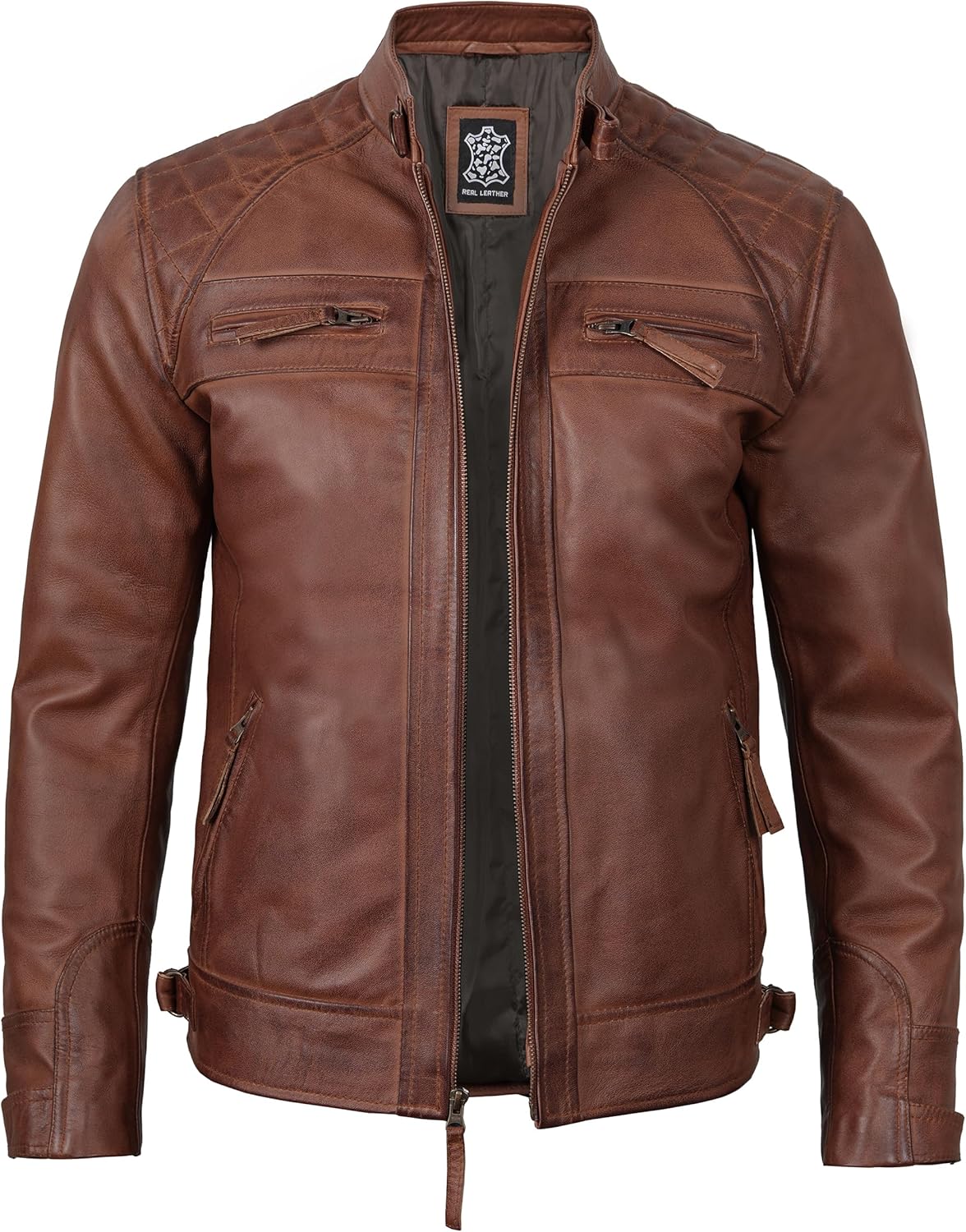 Decrum Leather Jacket Men - Cafe Racer Style - By Tressivo
