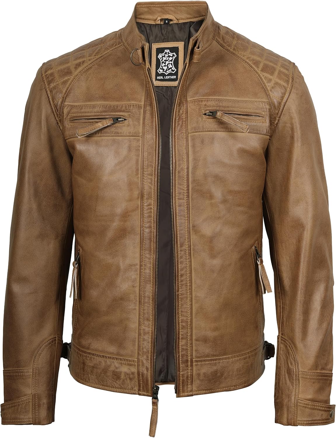 Decrum Leather Jacket Men - Cafe Racer Style - By Tressivo