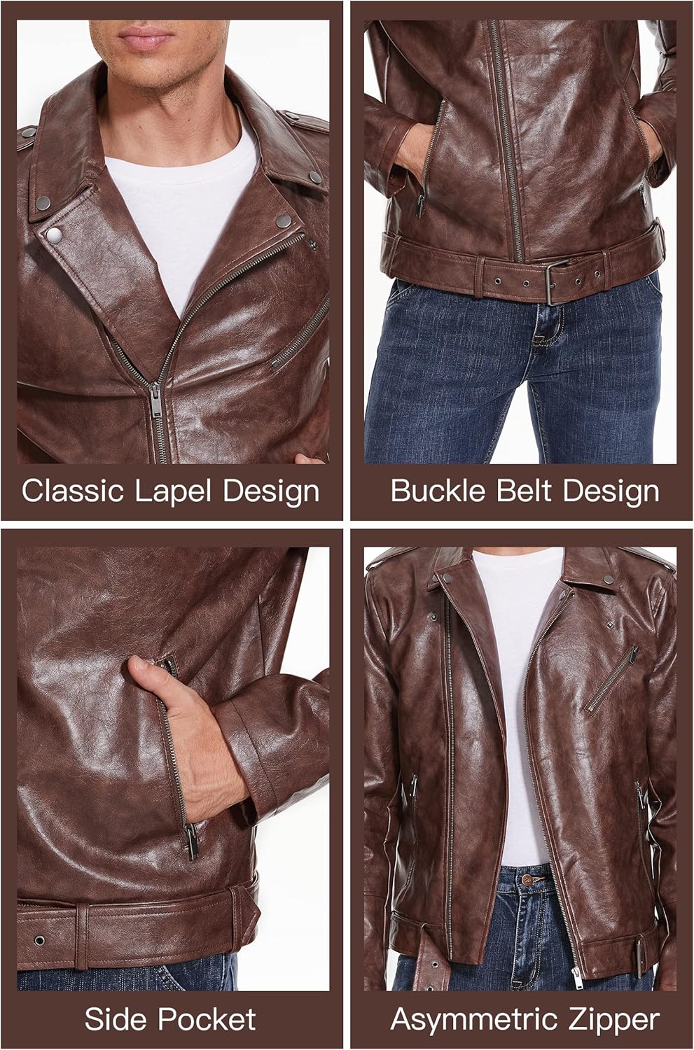 Leather Jacket for Men, Faux Bomber - By Tressivo