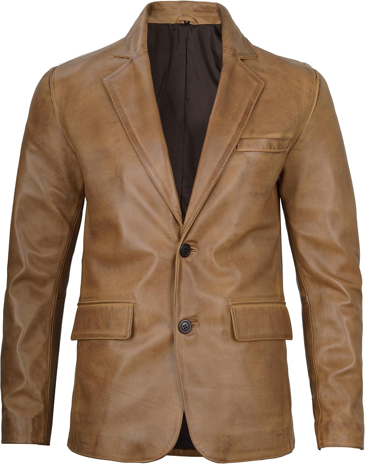 Leather Blazer for Men - Black & Brown Real Lambskin Casual Men's Leather Jacket Coats - By Tressivo