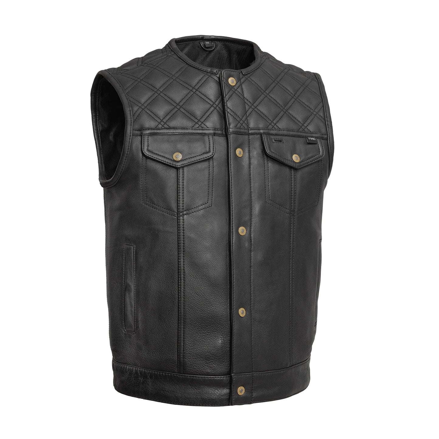 Tressivo-12 Gauge Men's Motorcycle Leather Vest - Tressivo