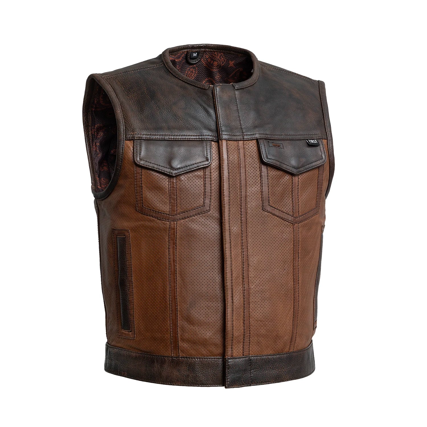 Tressivo-Lowside Gunner Men's Perforated Leather Vest - Tressivo