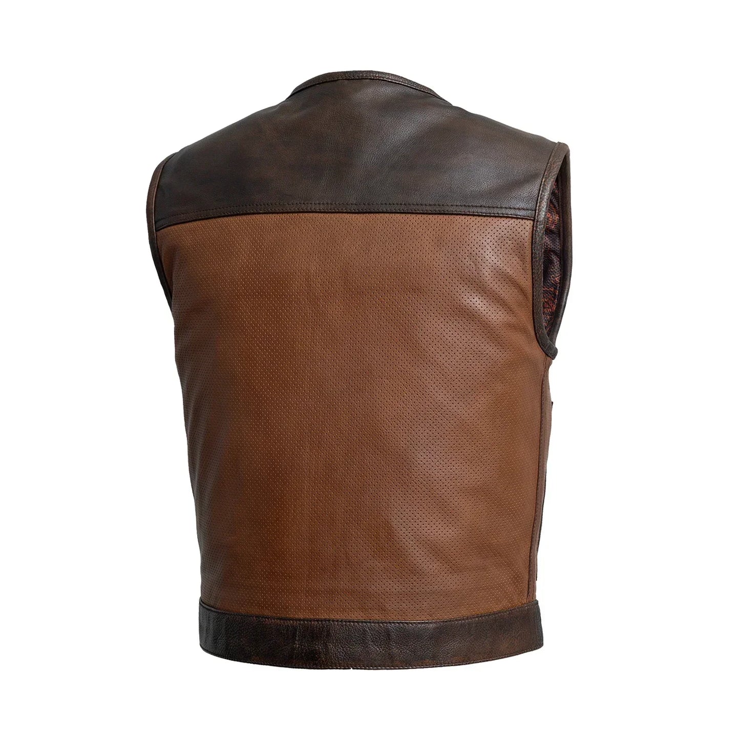 Tressivo-Lowside Gunner Men's Perforated Leather Vest - Tressivo