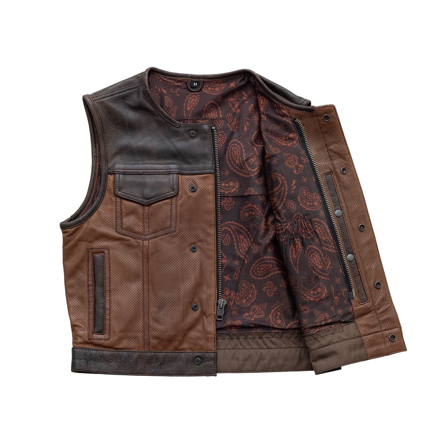 Tressivo-Lowside Gunner Men's Perforated Leather Vest - Tressivo