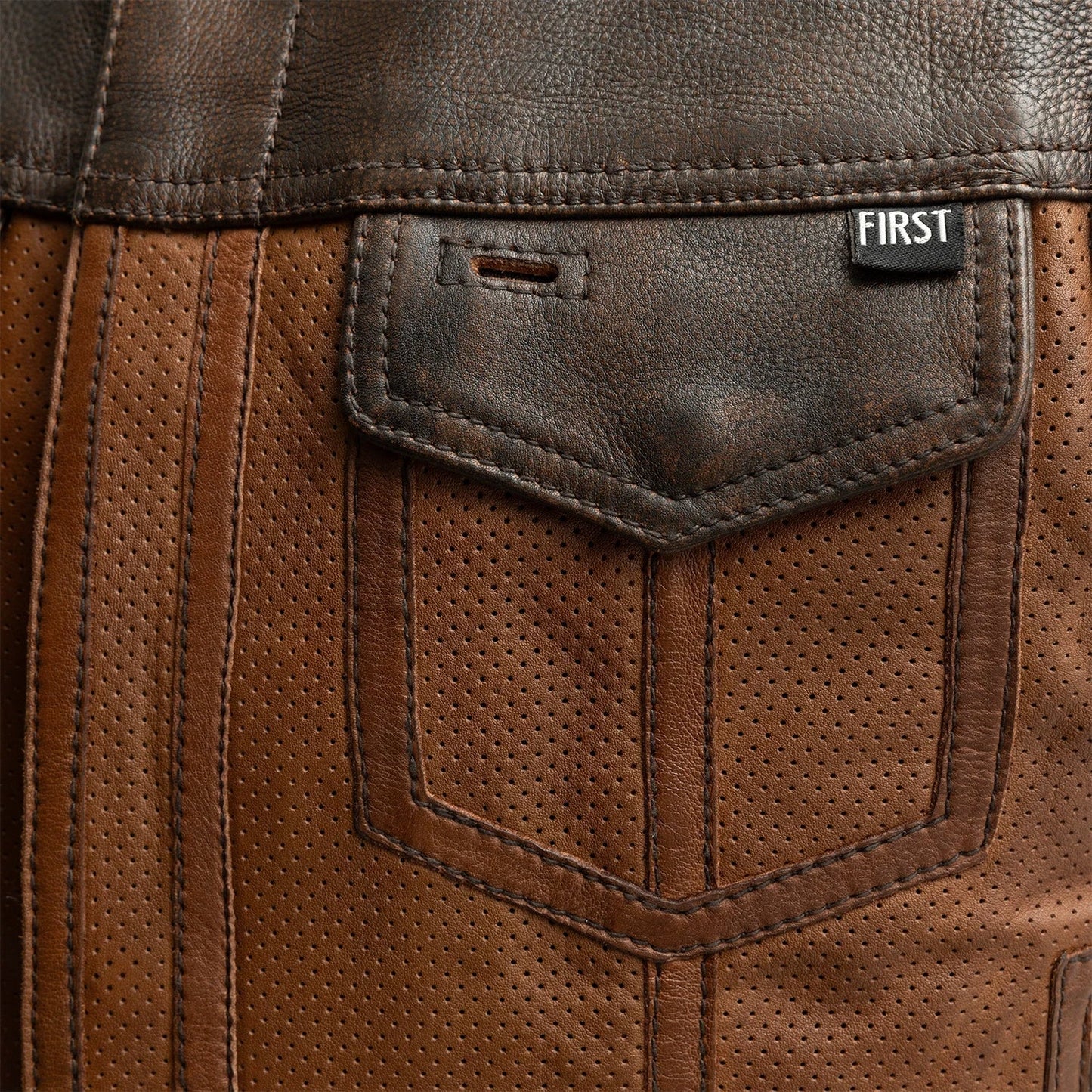 Tressivo-Lowside Gunner Men's Perforated Leather Vest - Tressivo