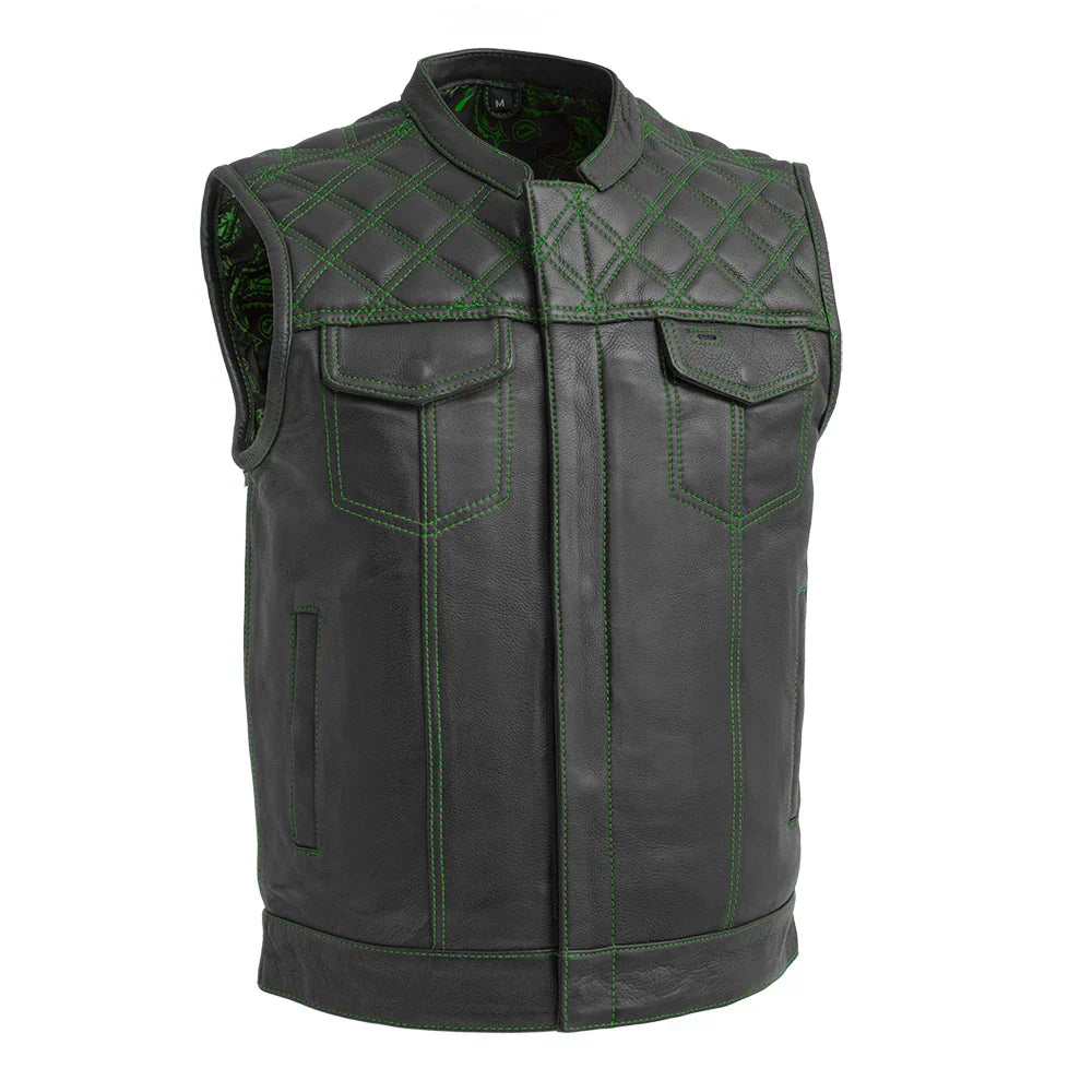 Tressivo-Downside Men's Motorcycle Leather Vest - Tressivo