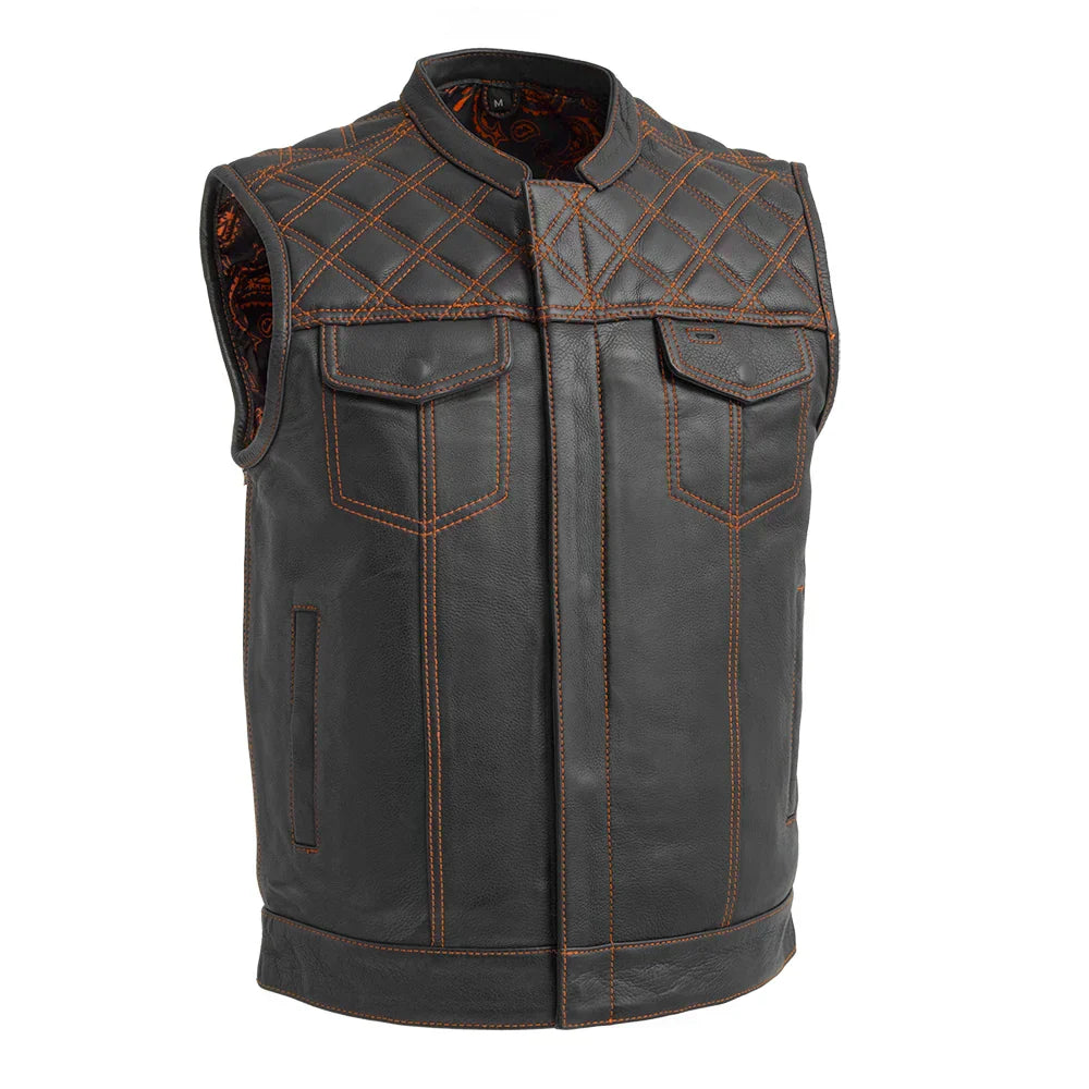 Tressivo-Downside Men's Motorcycle Leather Vest - Tressivo
