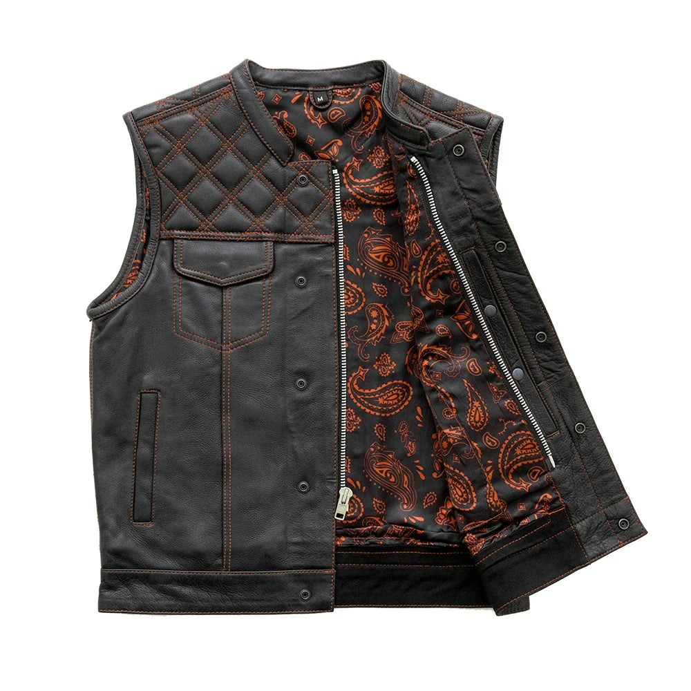 Tressivo-Downside Men's Motorcycle Leather Vest - Tressivo
