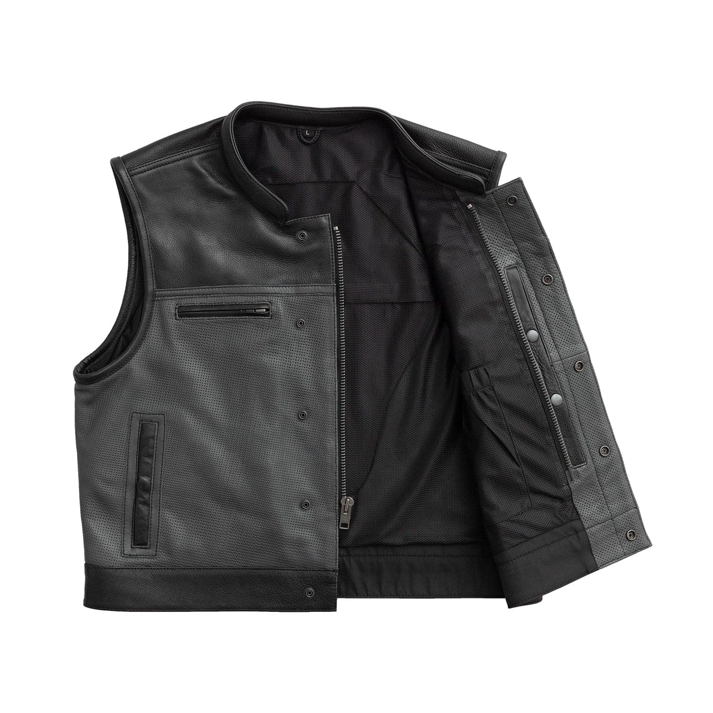 Tressivo-Two Tone Lowrider Perforated Men's Leather Vest - Tressivo