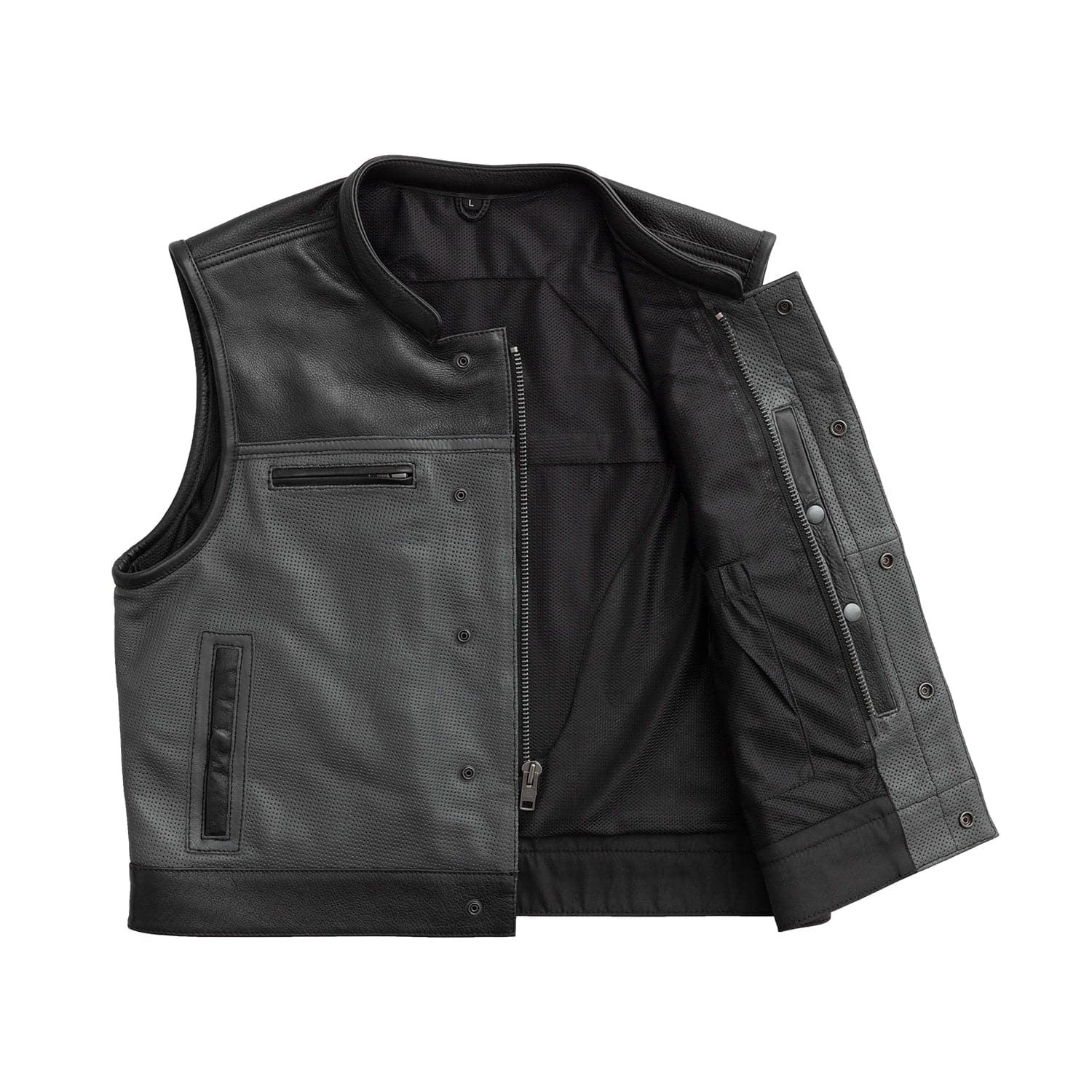 Tressivo-Two Tone Lowrider Perforated Men's Leather Vest - Tressivo