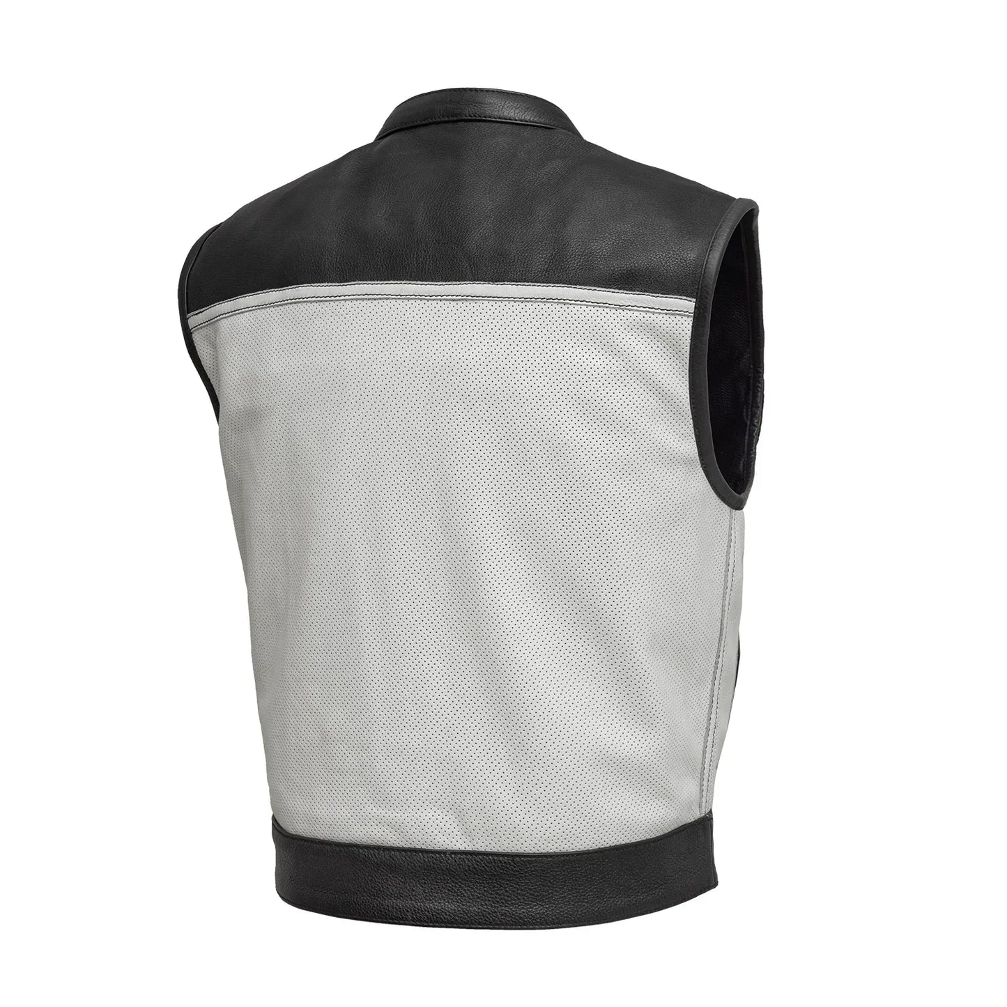 Tressivo-Two Tone Lowrider Perforated Men's Leather Vest - Tressivo