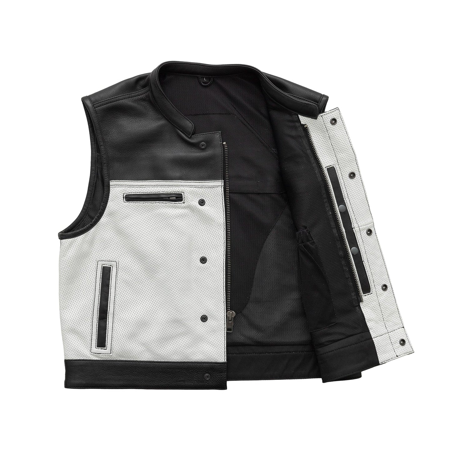 Tressivo-Two Tone Lowrider Perforated Men's Leather Vest - Tressivo