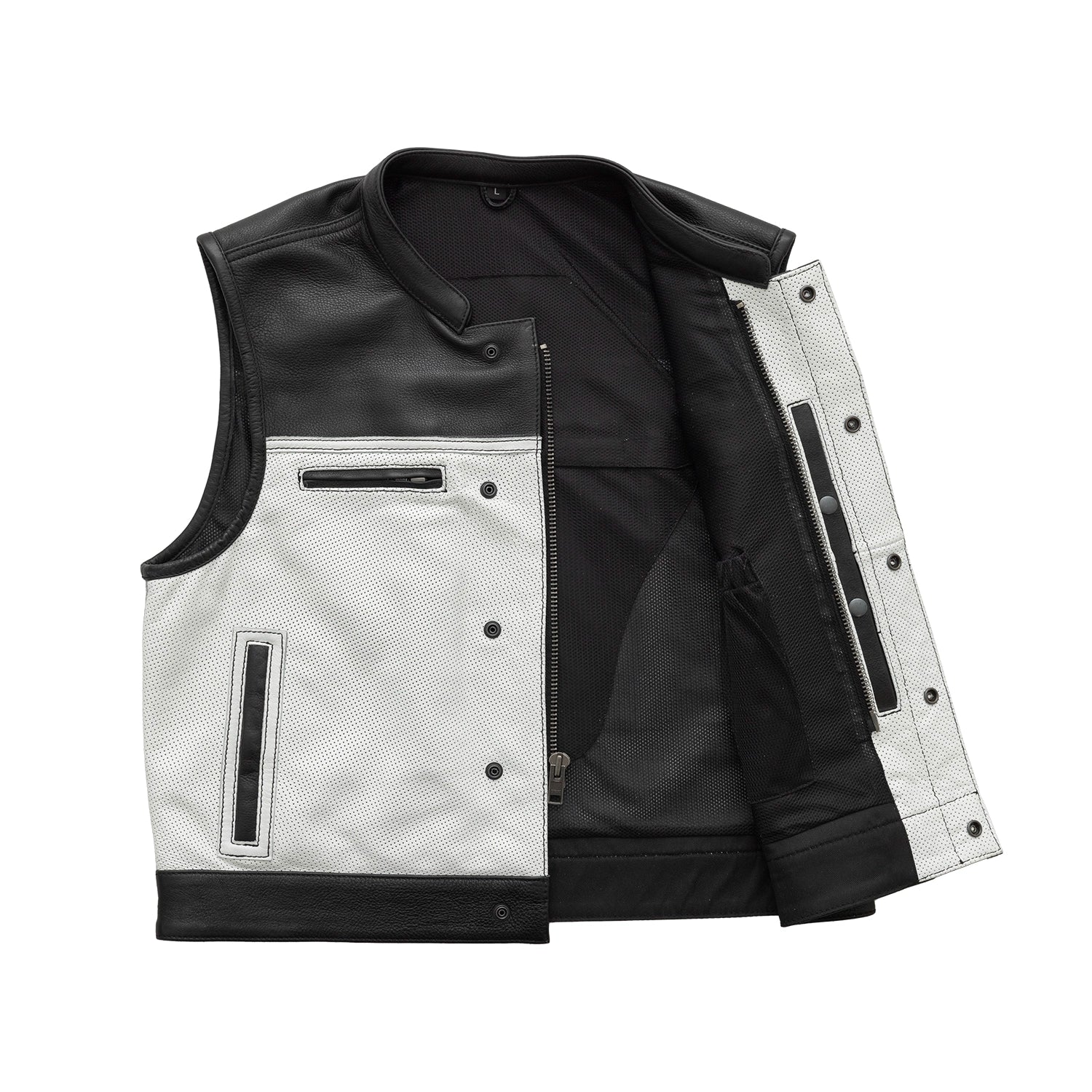 Tressivo-Two Tone Lowrider Perforated Men's Leather Vest - Tressivo