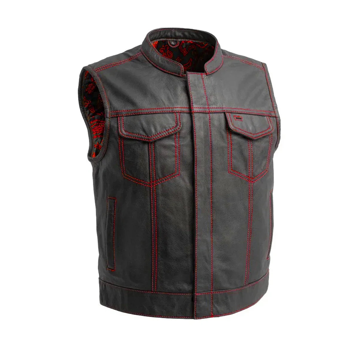 Tressivo-The Club Cut Men's Motorcycle Leather Vest, Multiple Color Options - Tressivo