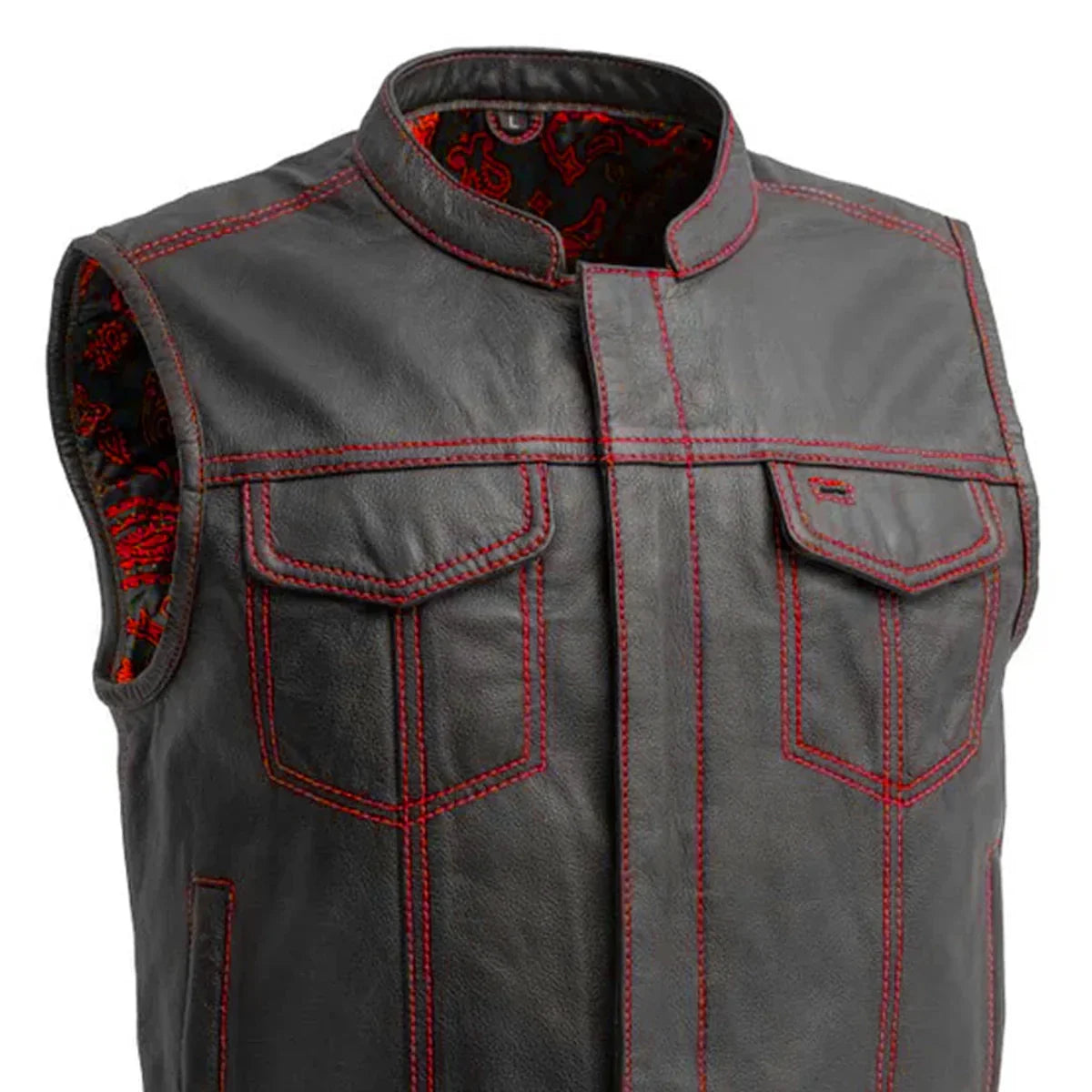 Tressivo-The Club Cut Men's Motorcycle Leather Vest, Multiple Color Options - Tressivo