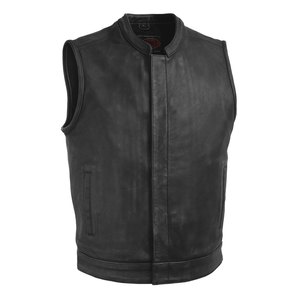 Tressivo-Top Rocker Men's Motorcycle Leather Vest - Tressivo