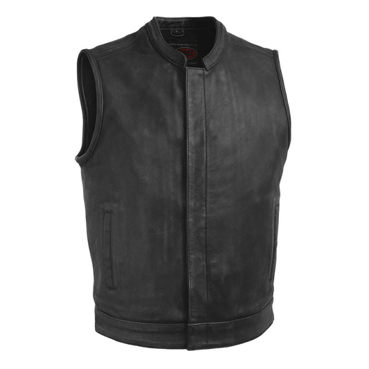 Tressivo-Top Rocker Men's Motorcycle Leather Vest - Tressivo