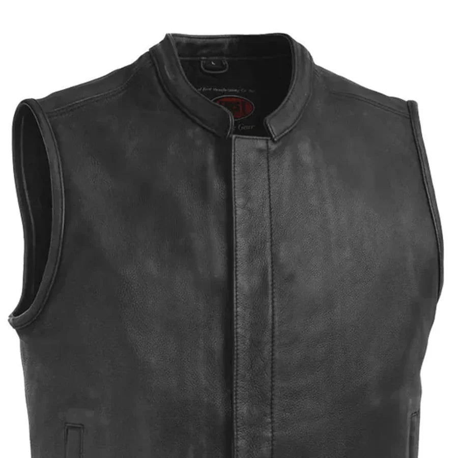 Tressivo-Top Rocker Men's Motorcycle Leather Vest - Tressivo