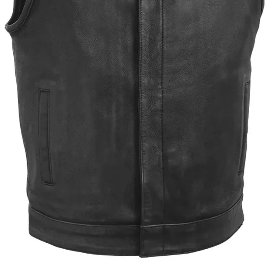 Tressivo-Top Rocker Men's Motorcycle Leather Vest - Tressivo