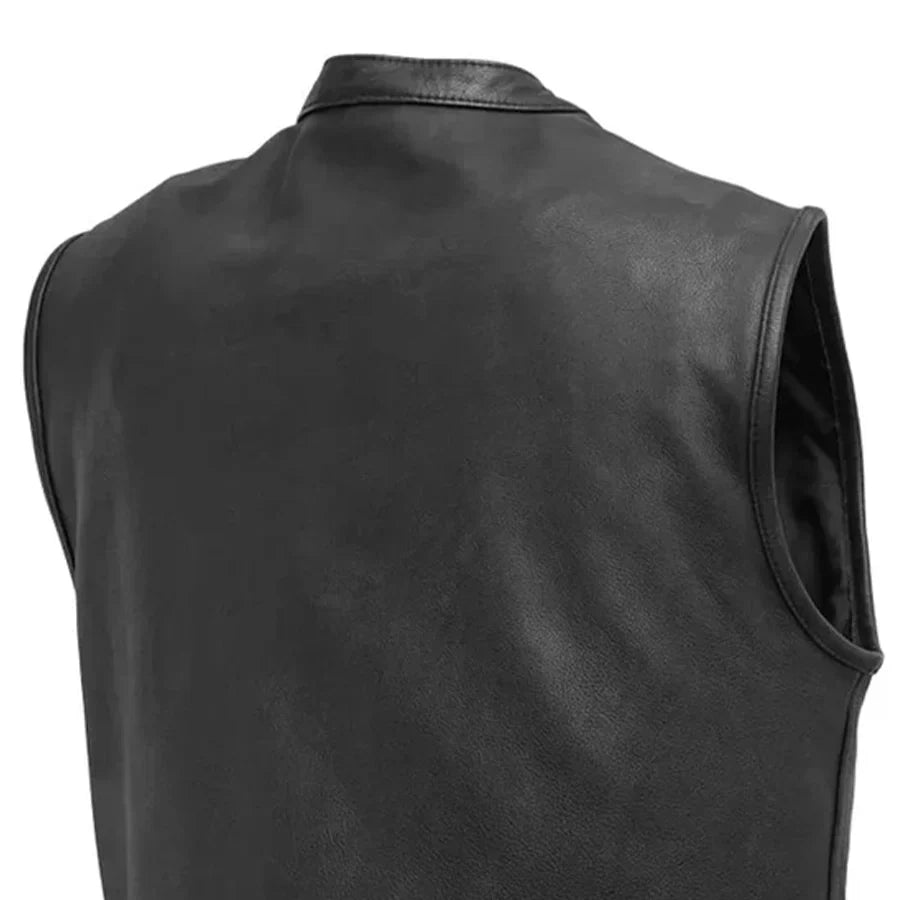Tressivo-Top Rocker Men's Motorcycle Leather Vest - Tressivo