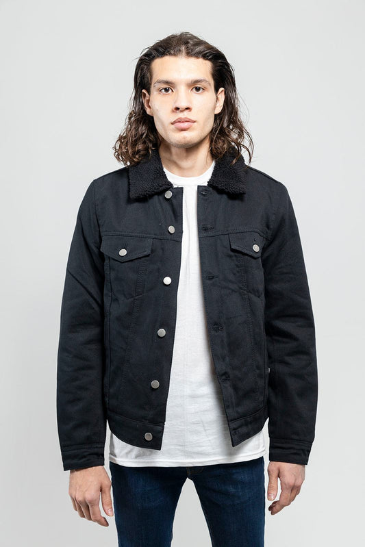 Tressivo-Cain Mens Faux Shearling Twill Jacket - Tressivo