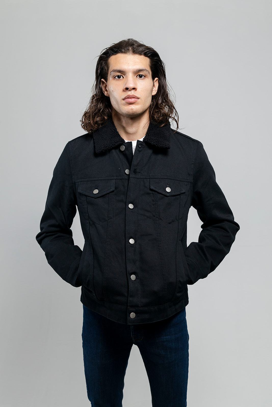 Tressivo-Cain Mens Faux Shearling Twill Jacket - Tressivo