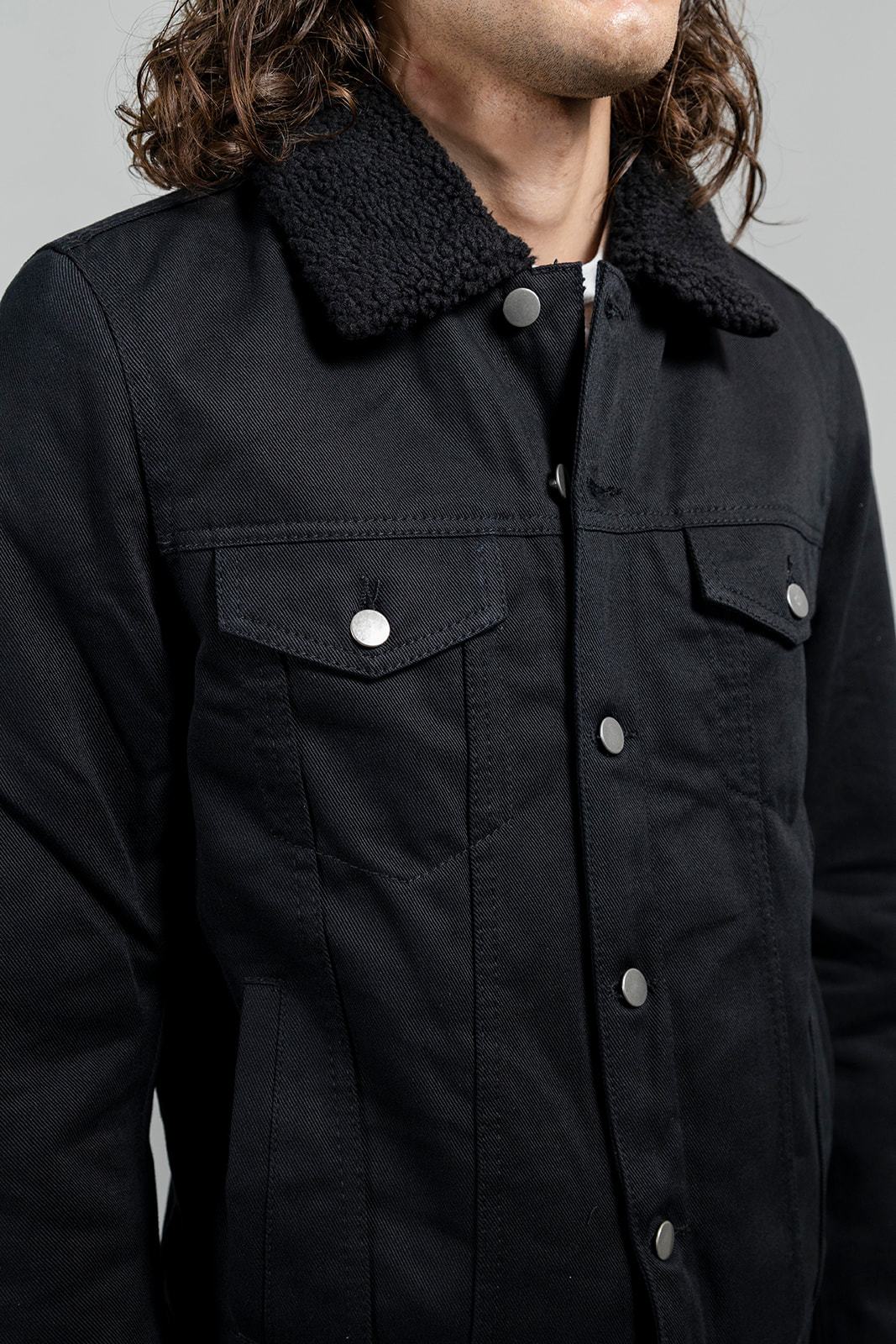 Tressivo-Cain Mens Faux Shearling Twill Jacket - Tressivo