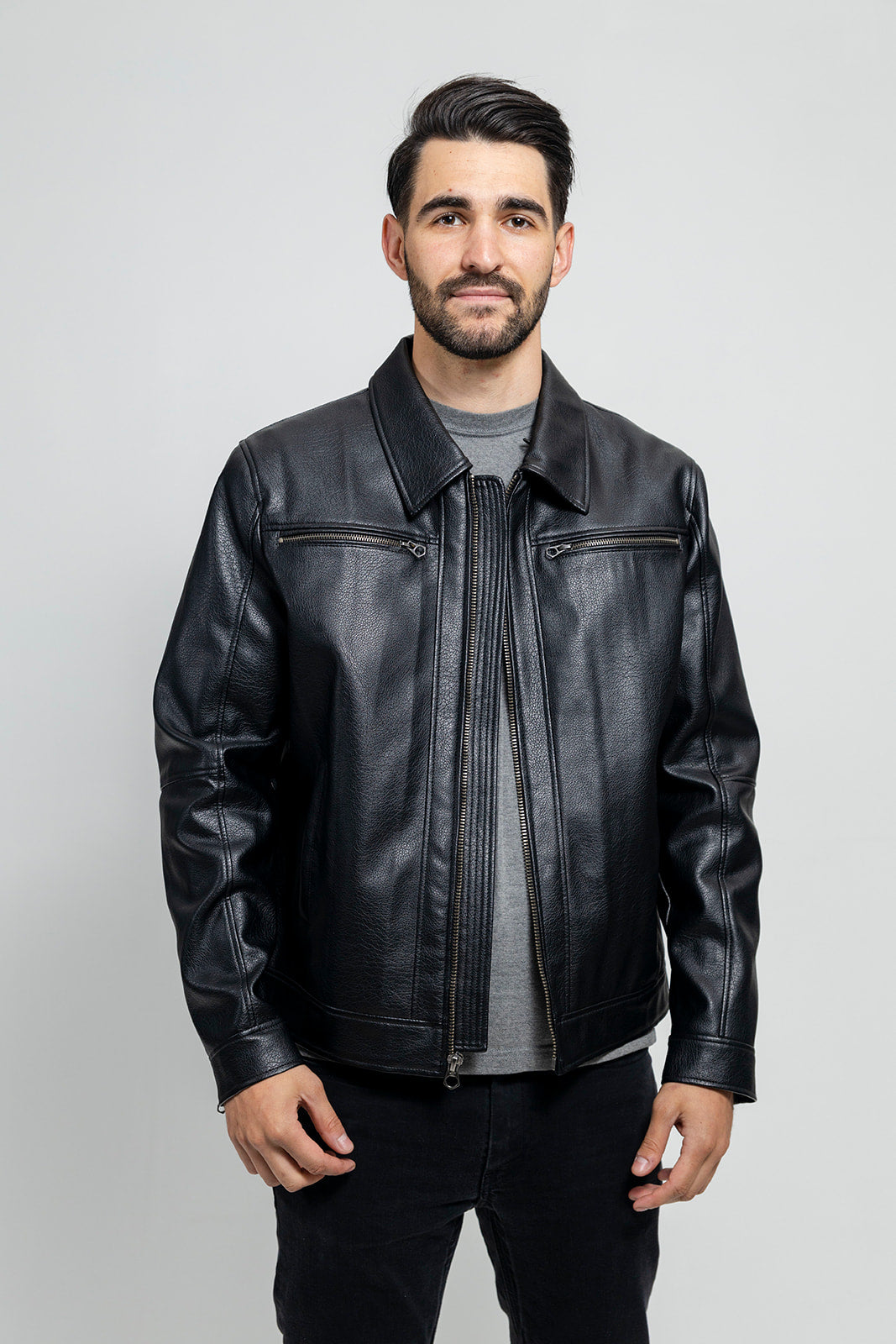 Tressivo-Conner Men's Vegan Faux Leather Jacket - Tressivo