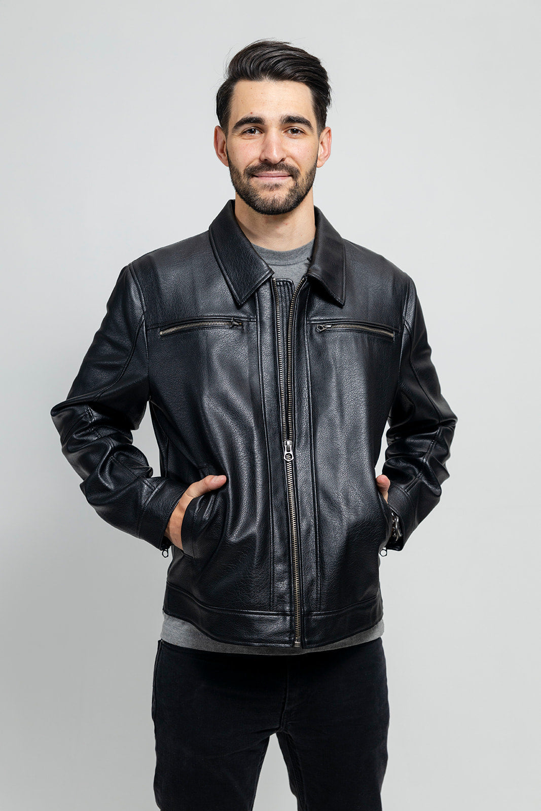 Tressivo-Conner Men's Vegan Faux Leather Jacket - Tressivo
